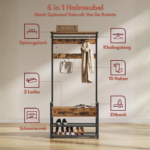 Kapstok met Schoenenrek, Lades en Kledingroede – 6-in-1 Halmeubel - Image 4